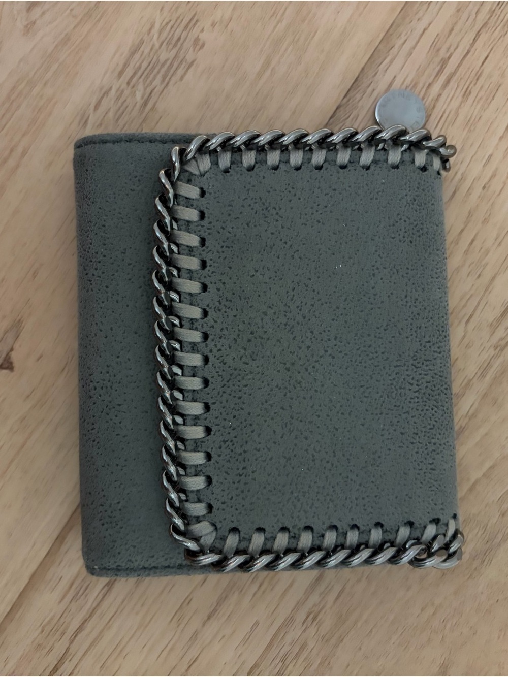 Stella McCartney Grey Chain-Trim Fold Wallet